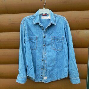 Vintage Levi's Denim Long Sleeve Button Shirt Mens L Blue Metal Buttons